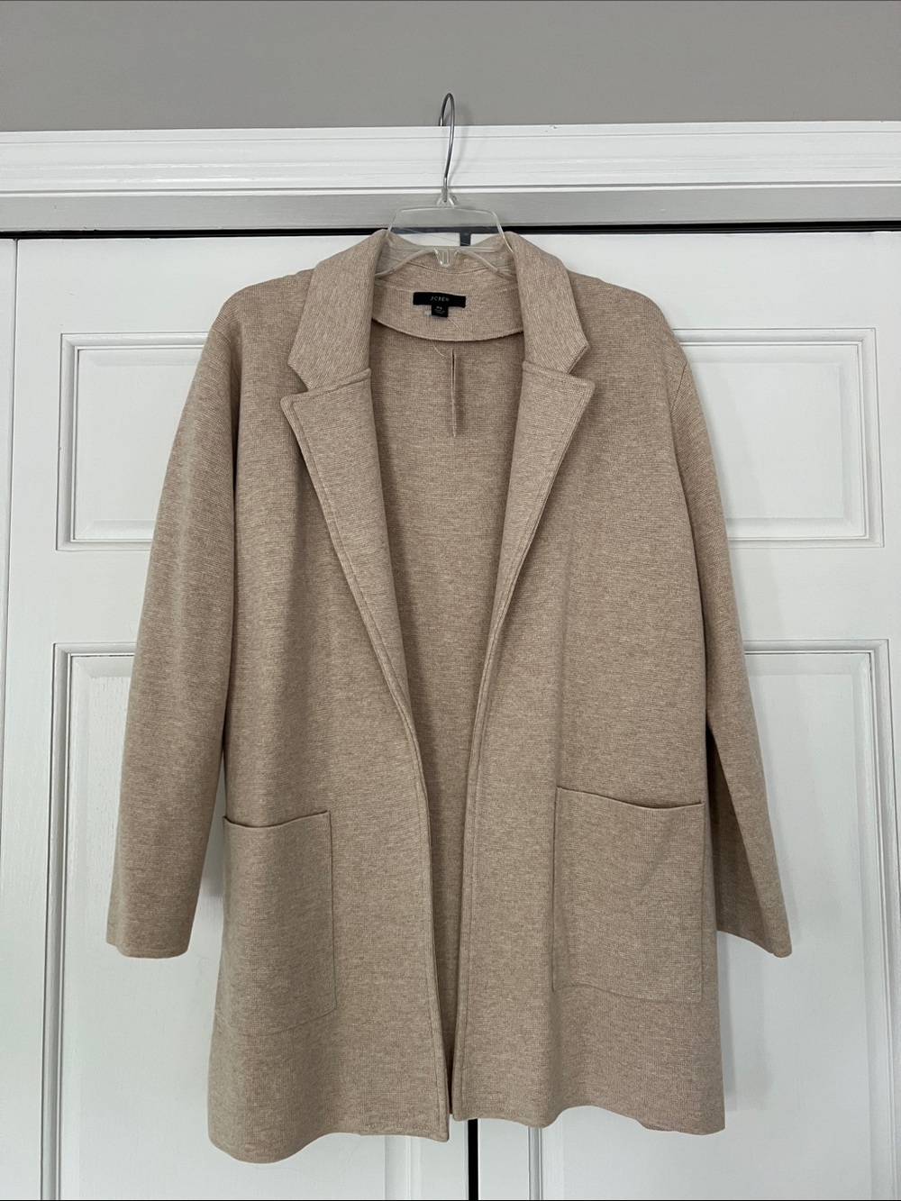 J Crew Neutral Beige Open-Front Blazer Coatigan
